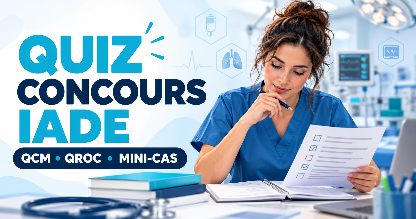 Questions concours IADE : quiz, QROC et mini-cas corrigés